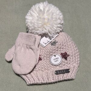 Nicole Miller Kids'  Knit Hat and Mitten Set
